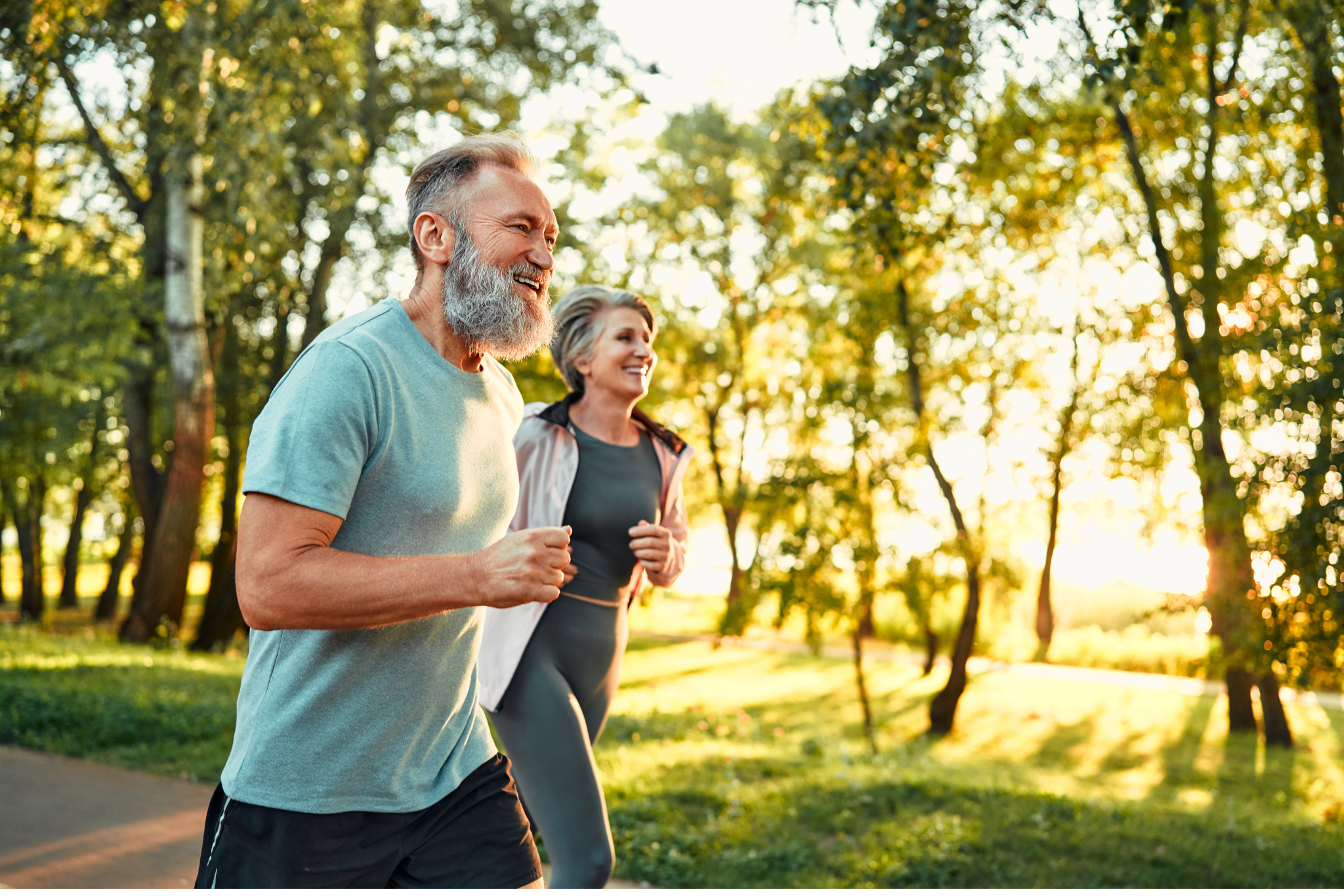 Liver Health Img AltText: Older couple running in the park