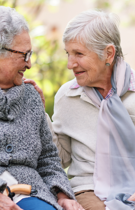 Urinalysis Image Alt Text: Elderly women sitting in the garden