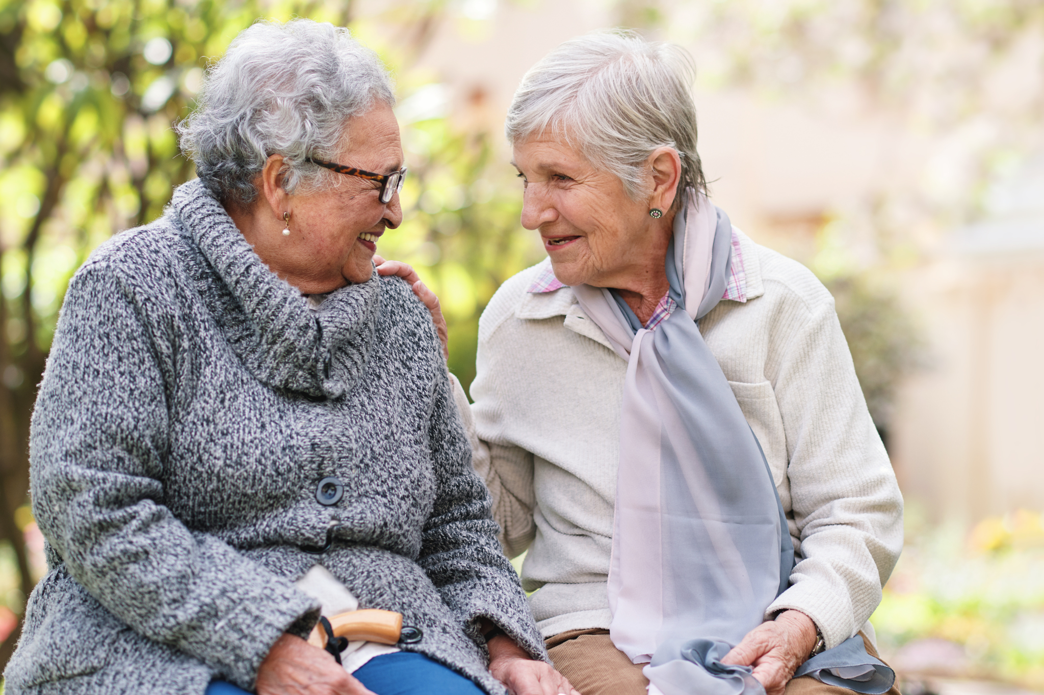 Urinalysis Image Alt Text: Elderly women sitting in the garden